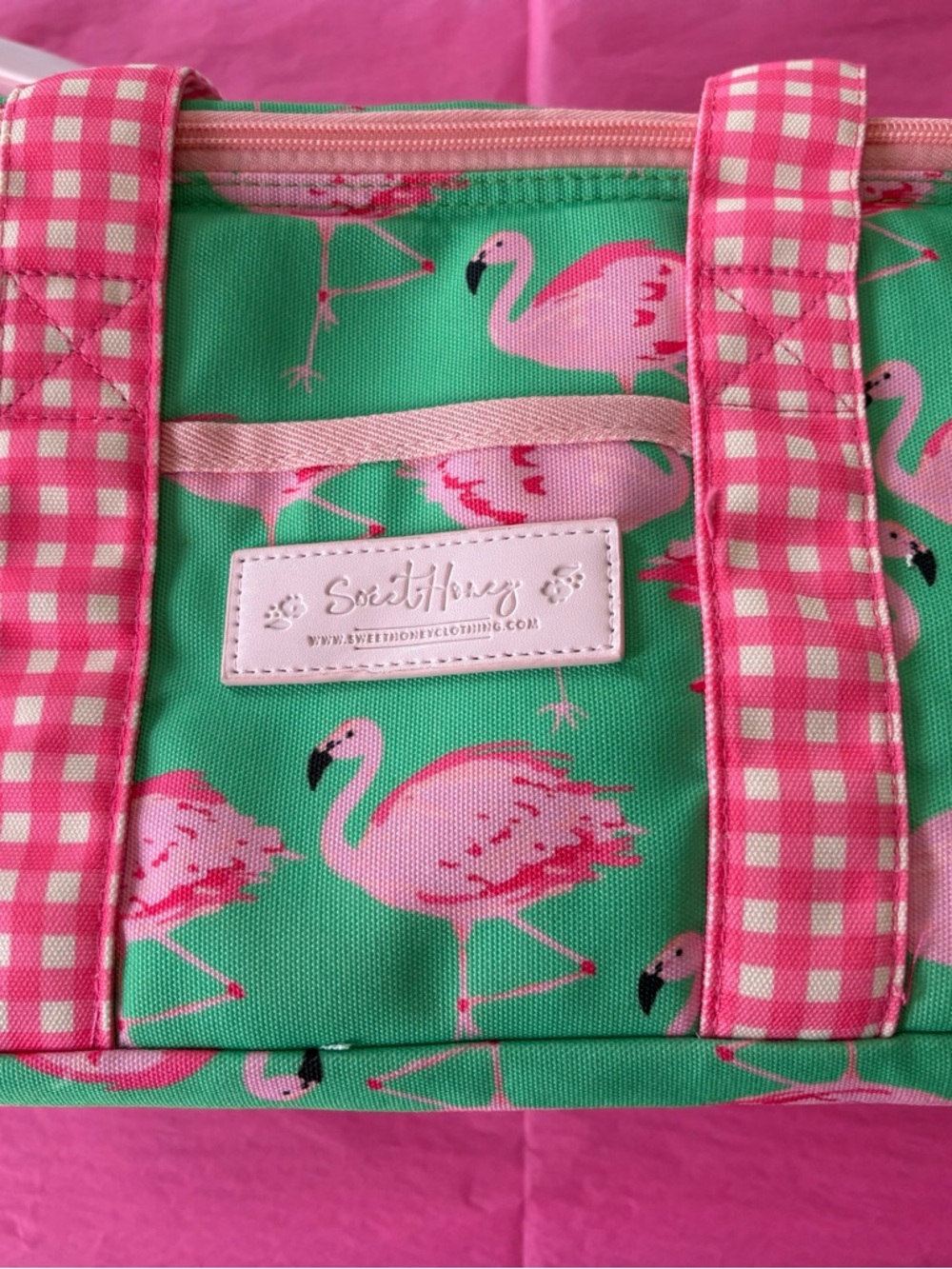 SweetHoney Pink Flamingo Print insulated Tote